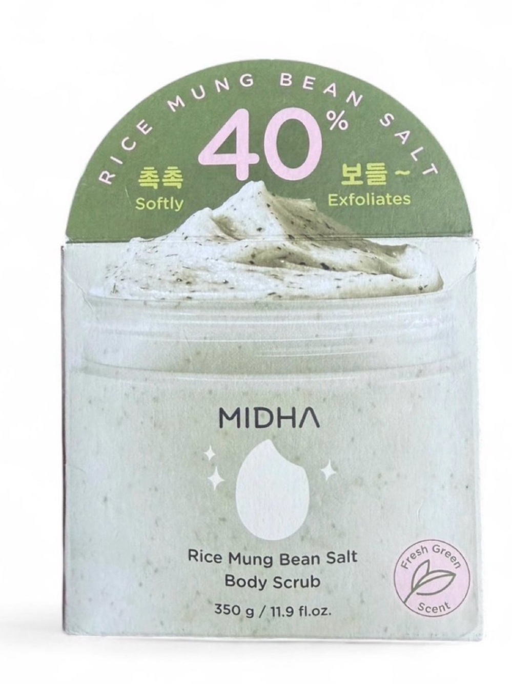 Midha Korean Rice Mung Bean Salt Body Scrub - Fresh Green k beauty